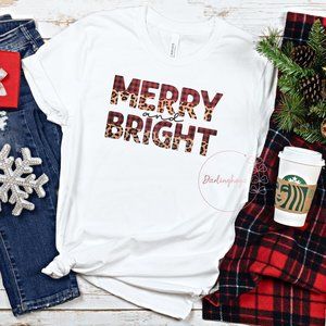 Merry & Bright Unisex Graphic Crew Neck Short Sleeve T-shi…
